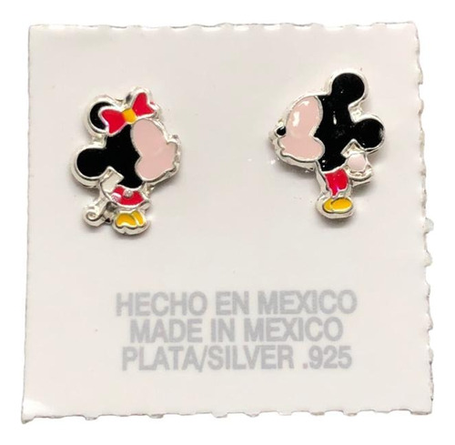 Aretes Mickey Minnie Plata 9.25 Mayoreo 3 Pares