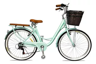 Bicicleta De Paseo Vintage De Mujer Paris Aro 26 Color Verde Jade