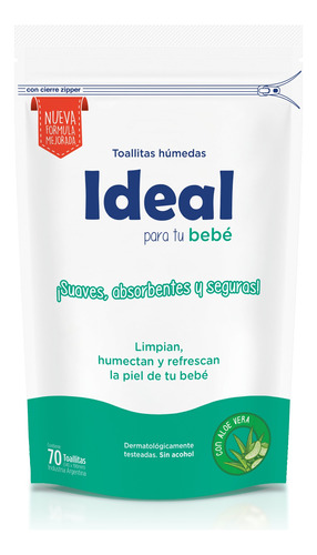 Toallitas húmedas Ideal Aloe Vera 70 u