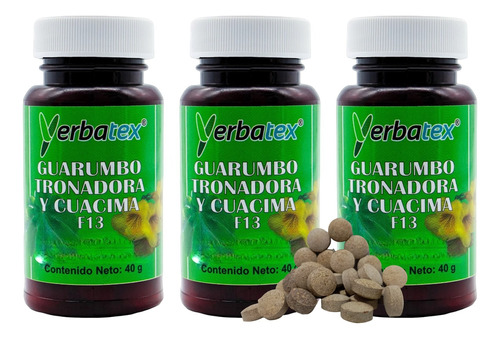 Pack 3 Té De Hierba Guarumbo Tronadora Y Guácima 100 Piezas