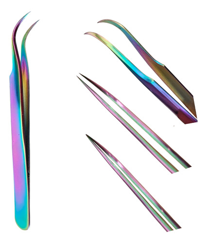 Set De Pinzas Tornasoladas Para Extensiones De Pestañas.