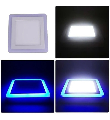 Foco Panel Plafón Led Bicolor Sobrepuesto 3w + 3w Cuadrado 