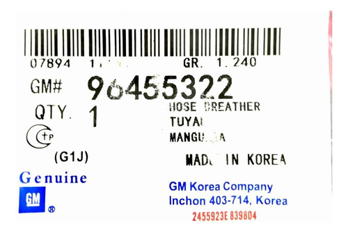 Manguera Spark Radiador Inferior Original Korea Gm 96455322