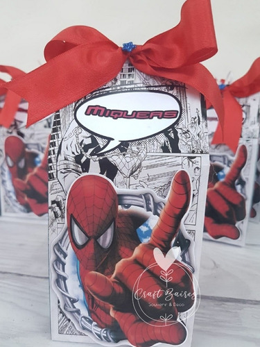 12 Cajas Golosinera Milk Box Spiderman Hombre Araña Craftbai