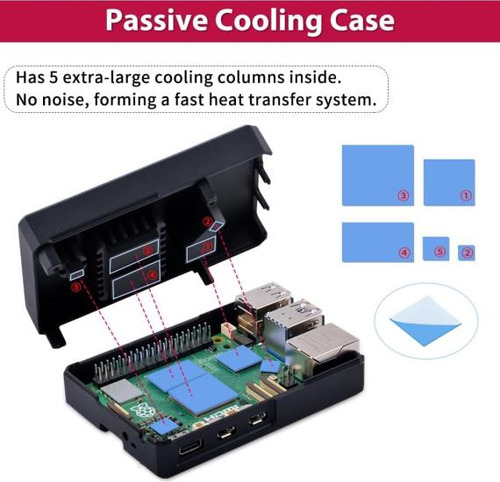 Estuche De Aluminio Geekpi Para Raspberry Pi 5, Estuche Armo
