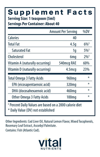 Suplemento De Aceite De Hígado De Bacalao Ultrapuro De Vital