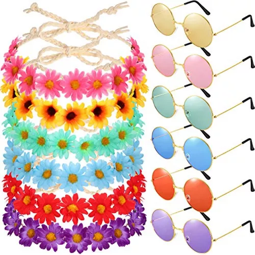 Gafas hippies con flores multicolor