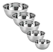 Comprar Kit Com 5 Tigelas Bowls Em Aço Inox De Excelente Qualidade