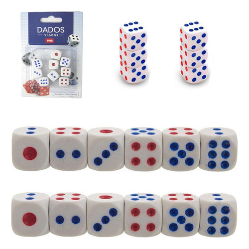 Jogo De Dados Com 9 Pecas 1,4cm Na Cartela