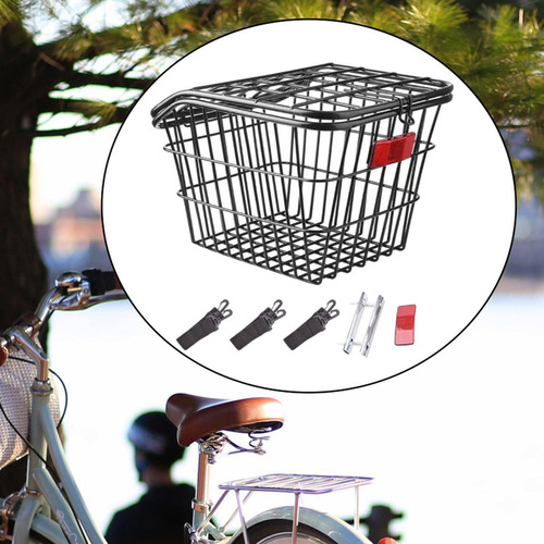 M Cesta Trasera Para Bicicleta, Estante De Negro Con Tapa