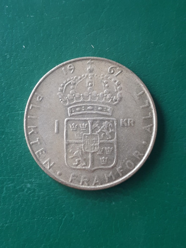 Suecia 1967 1 Corona Plata Excelente 
