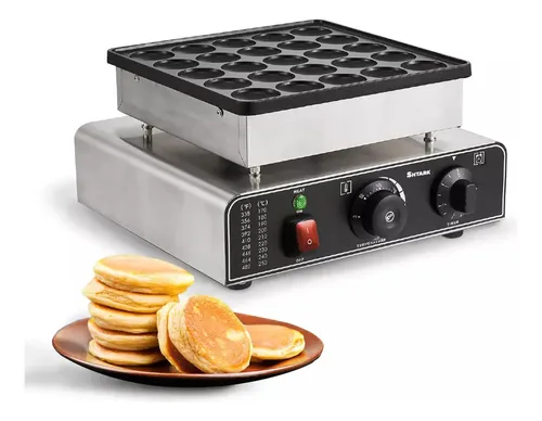 Maquina Eléctrica Industrial Mini Hotcakes Pancakes Waflera Plateado