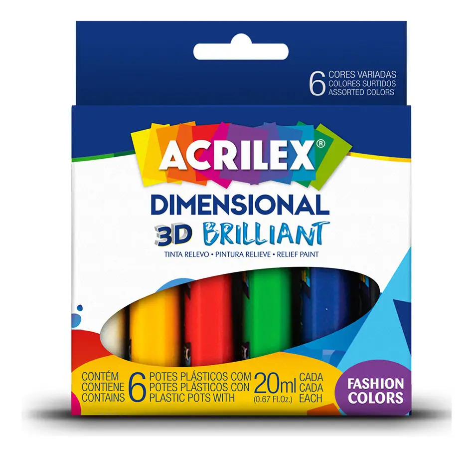Tinta Dimensional 3d Brilliant - Kit 6 Cores - Acrilex