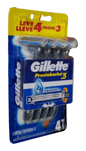 Gillette Prestobarba3 Máquina De Afeitar Desechable 4 Uds