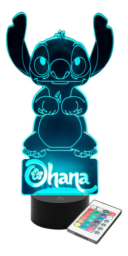 Lampara Led 3d Stitch Con Control Remoto Personalizada! 