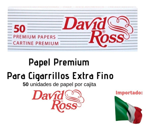 Papel Premium Para Cigarrillos Extra Fino - David Ross 50