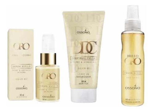 Ossono Argan Combo Serum + Brilló Oro + Crema De Peinar X3u