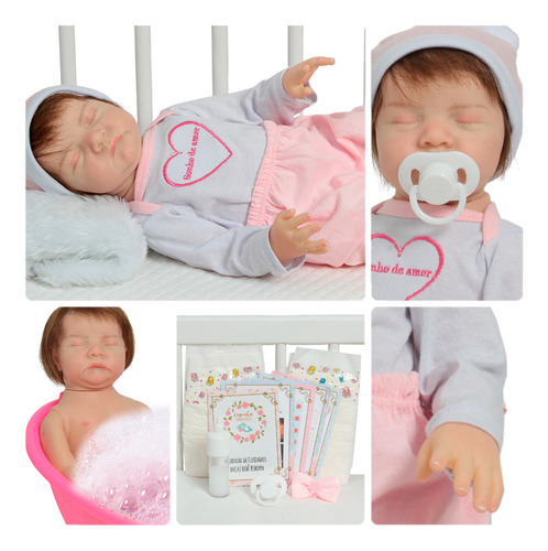 Bebê Reborn Menina Recém Nascida Com Lindo Conjunto E Itens