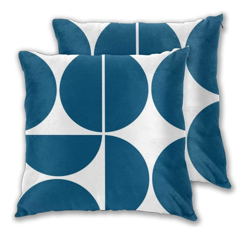 Mid Century Modern Blue Throw Pillow Covers, Retro Abst...