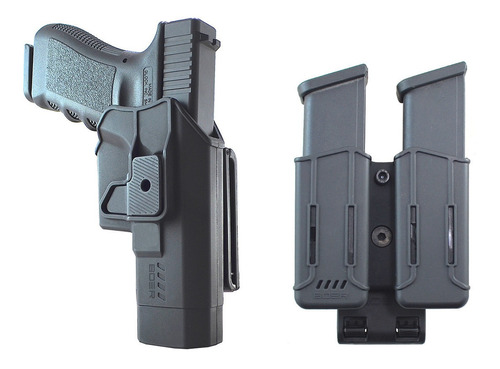 Combo Táctico Glock 17 19 Polímero Funda + Porta Carg Doble 
