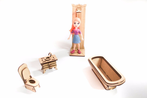 Imagem 6 de 6 de Casa Casinha Boneca Polly +34 Mini Móveis +nome Mdf Cru
