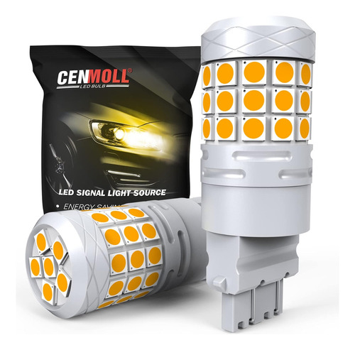 Cenmoll Bombilla Led 3157 Color Amarillo Ámbar, Súper Bri