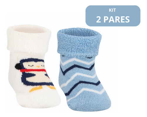 Kit 2 Meias Soquete Soft Bebê Menino Algodão Tam 13 A 16
