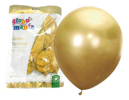 Globo 12 Chrome Dorado X25 D