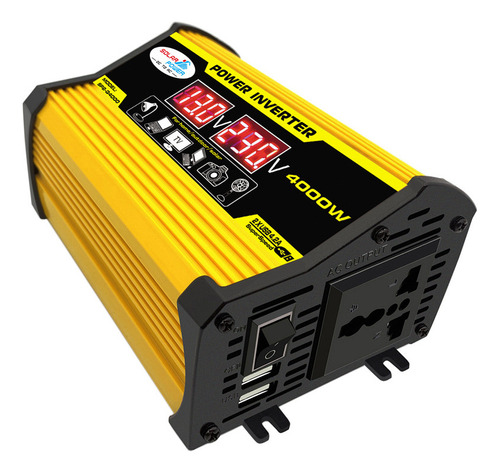 Inversor De Coche Amarillo Dc12v-ac110v 4000w Dual Usb