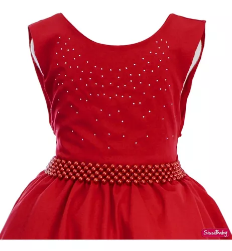 Vestido Infantil de Festa Vermelho Princesa Natal