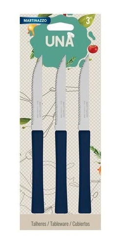 Martinazzo Set 3 Cuchillos Mango Plastico Azul Una 83335/28