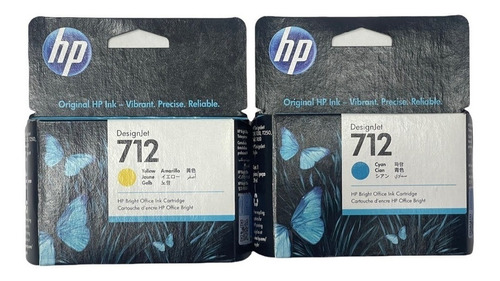 Cartuchos Hp 712 Amarillo(yellow) + 712 Cian Originales