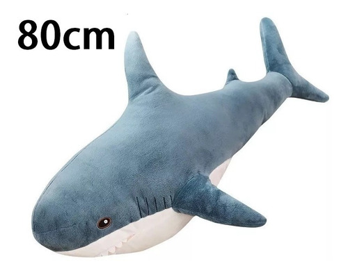 Tubarão De Pelúcia Azul Grande 80cm Lindo Brinquedo Presente