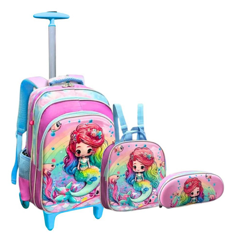 Mochila passeio Fast Bag Mochila Escola cor rosa design sereia 20L