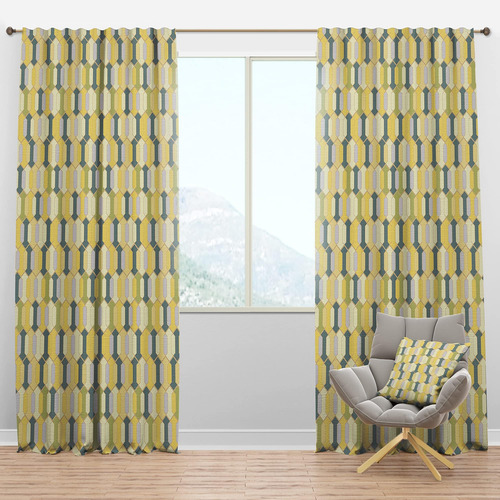 Cortinas Opacas Abstractas Retro Geométricas Ii Para Para De