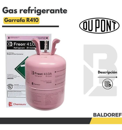 Garrafa Gas Refrigerante Dupont R410 X 11.35kg