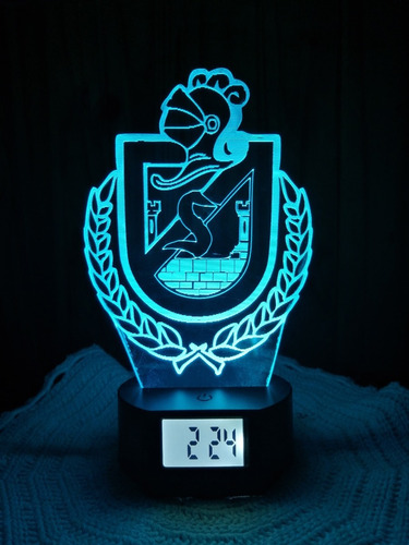 Lámpara 3d De Deportes La Serena Con Reloj Alarma 7 Col. Led