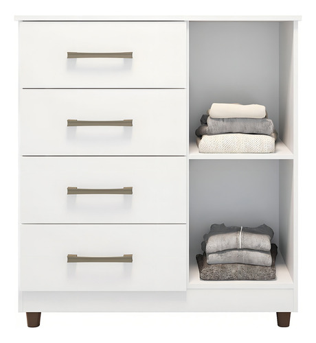 Cômoda Elisa Fluence 1 Porta 4 Gavetas Branco - Móveis