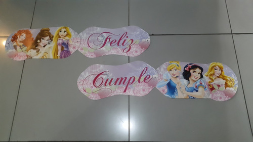 Guirnalda Cartel De Carton Feliz Cumple Princesas 