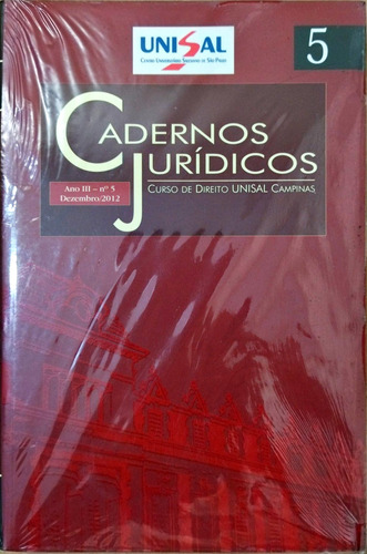 Cadernos Jurídicos 5 - Curso De Direito Unisal Campinas De Vários Autores Pela Unisal (2012)