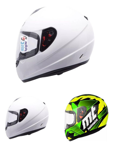 Jm Nuñez Casco Niño Moto Integral Mt Thunder 2 Blanco Verde