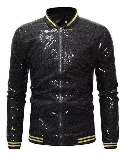 Chaqueta De Béisbol Holgada Con Lentejuelas Para Hombre