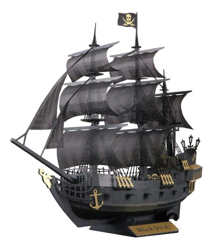 Kit De Construcción De Papel Nano, Barco Pirata Negro