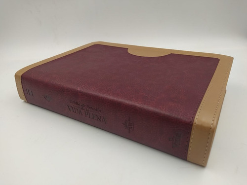 Biblia De Estudio Vida Plena, Tapa Piel Rojo/beige