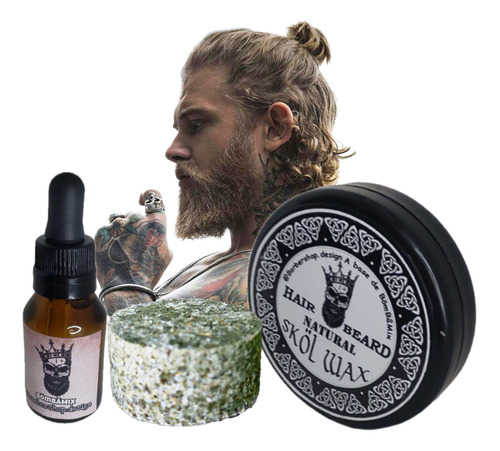 Aceite Cera Moldeadora Y Shampoo Crecimiento Barba Y Cabello