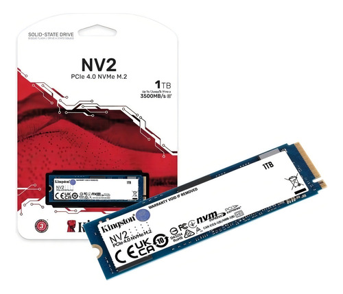 Ssd M.2 Nvme Pcie Gen 4.0 Interno Kingston Nv2 1tb M.2 2280 Snv2s/1000g Velocidade De Leitura Até 3500mb/s E Gravação 2800mb/s Interno Cor Celeste