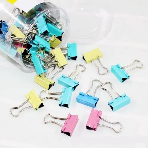 Binder Clips Plegable Color 19mm Para Papel Oficina 40unidad