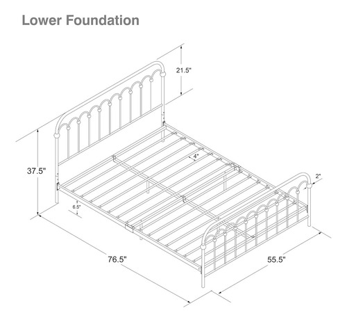 Base De Cama Novogratz1 Matrimonial De Metal Blanco