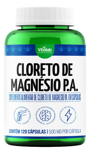 Cloreto De Magnésio Pa Vitalab Suplemento Pote 120 Cápsulas