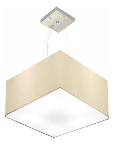 Lustre Pendente Quadrado Md-4195 40x40cm Algodão Bivolt